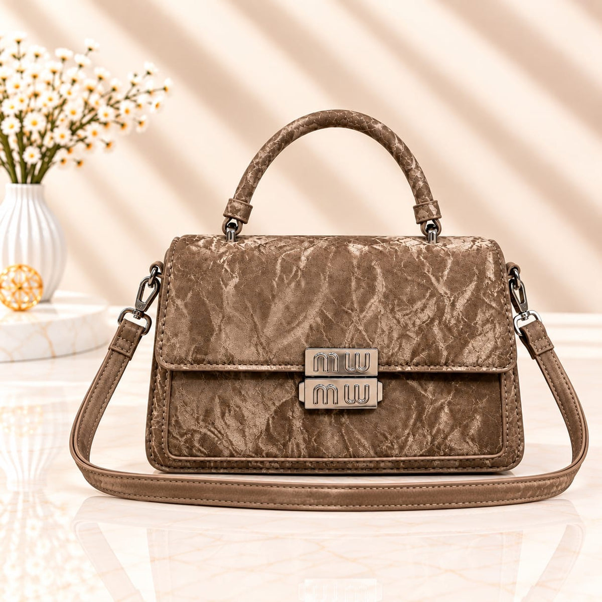 Imported Premium Crossbody Bag – Turkish Fabric, 3-Pocket Design & Adjustable Long Strap