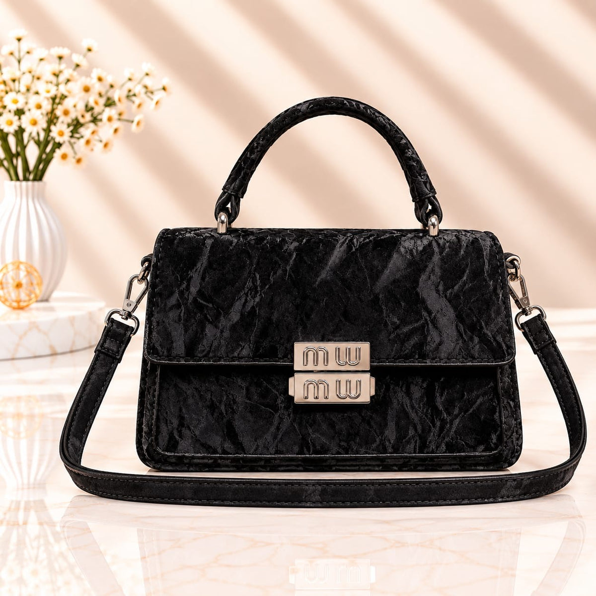 Imported Premium Crossbody Bag – Turkish Fabric, 3-Pocket Design & Adjustable Long Strap