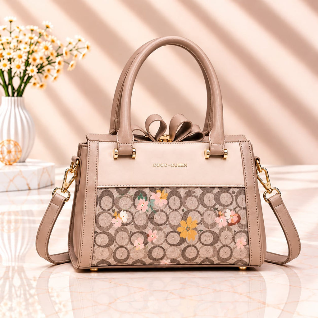 Coco Queen Printed Handbag – Premium New Style with Long Belt & 3 Compartments