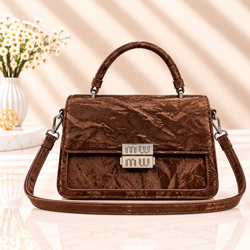 Imported Premium Crossbody Bag – Turkish Fabric, 3-Pocket Design & Adjustable Long Strap